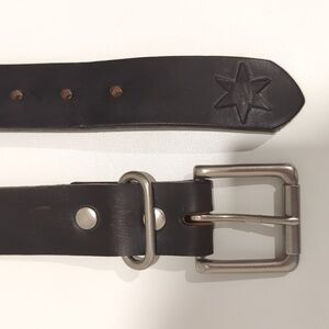 Dearborn Denim Black Leather Belt Waist 36